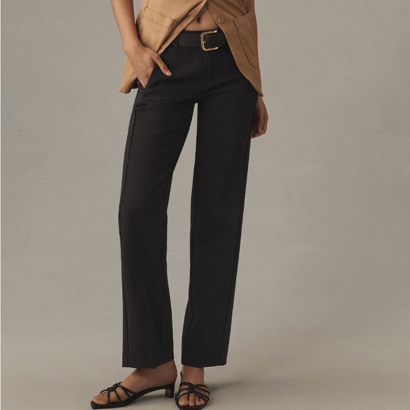 Anthropologie Maeve Slim Black Trousers 14 Nwt